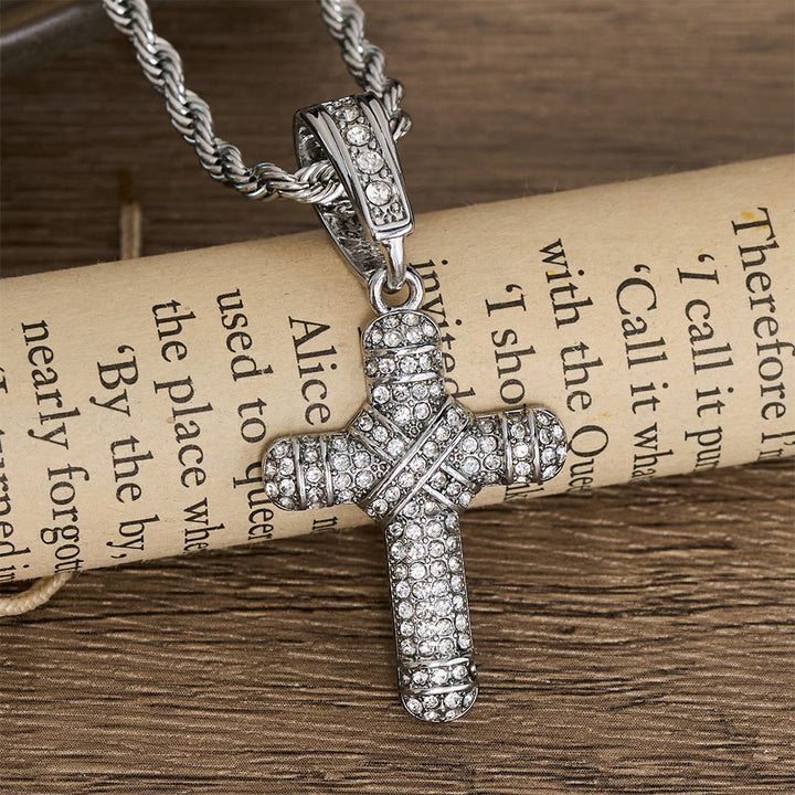 Christianartworkshop Mit Strass besetzte Seilketten-Kreuzkette: Symbol zeitloser himmlischer Gnade - image 6