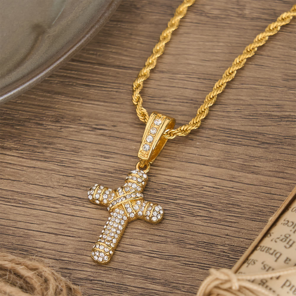 Christianartworkshop Mit Strass besetzte Seilketten-Kreuzkette: Symbol zeitloser himmlischer Gnade - image 2