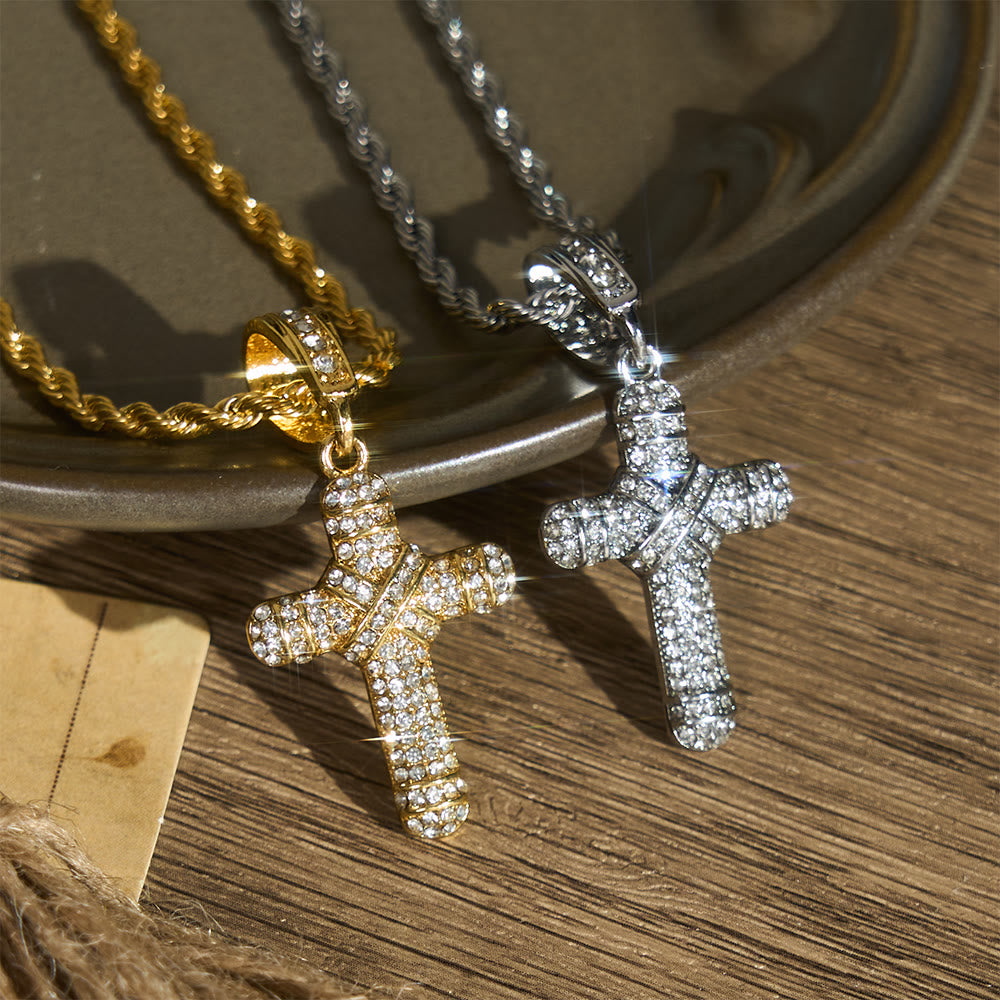 Christianartworkshop Mit Strass besetzte Seilketten-Kreuzkette: Symbol zeitloser himmlischer Gnade - image 0