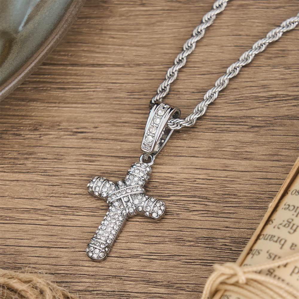 Christianartworkshop Mit Strass besetzte Seilketten-Kreuzkette: Symbol zeitloser himmlischer Gnade - image 5