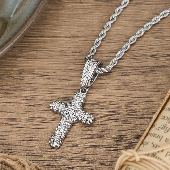 Christianartworkshop Mit Strass besetzte Seilketten-Kreuzkette: Symbol zeitloser himmlischer Gnade - image 5