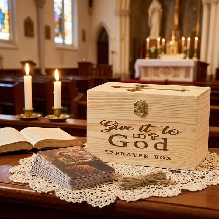 Christianartworkshop Rustikale Gebetsbox mit Kreuzausschnitt (nur Box): Symbol des friedvollen himmlischen Schutzes - Kreuz (nur Kästchen) - image 0