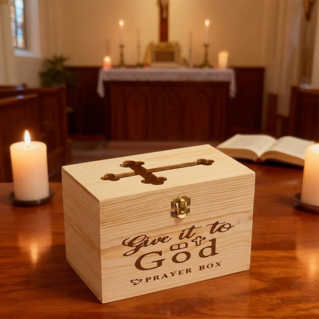 Christianartworkshop Rustikale Gebetsbox mit Kreuzausschnitt (nur Box): Symbol des friedvollen himmlischen Schutzes - image 3
