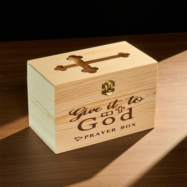 Christianartworkshop Rustikale Gebetsbox mit Kreuzausschnitt (nur Box): Symbol des friedvollen himmlischen Schutzes - image 2