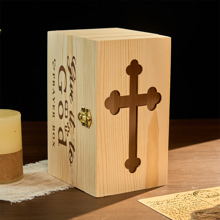 Christianartworkshop Rustikale Gebetsbox mit Kreuzausschnitt (nur Box): Symbol des friedvollen himmlischen Schutzes - image 4