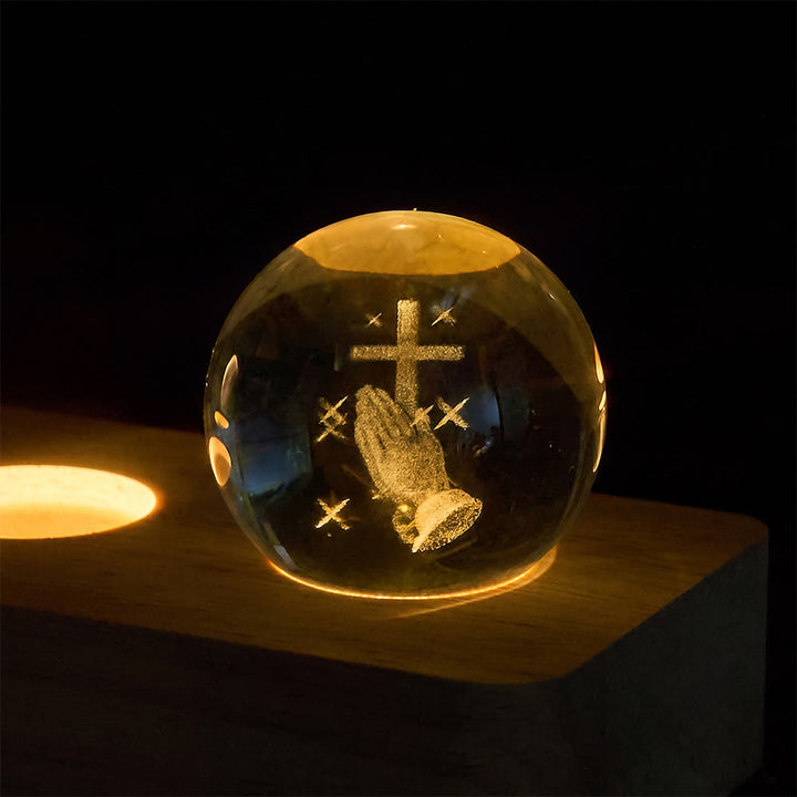 Christianartworkshop Dreidimensionale, innen eingravierte Kristallkugel mit heiligem Porträt: Symbol zeitlosen göttlichen Trostes - image 2