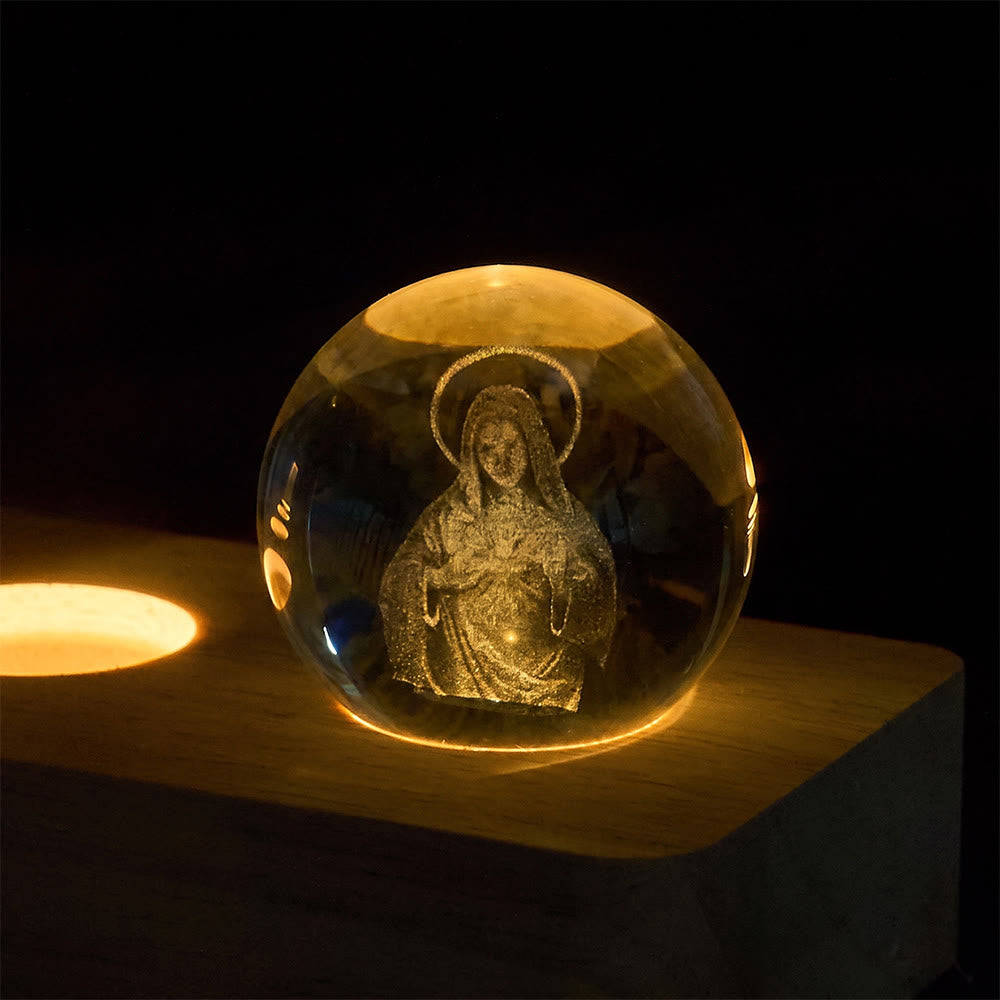 Christianartworkshop Dreidimensionale, innen eingravierte Kristallkugel mit heiligem Porträt: Symbol zeitlosen göttlichen Trostes - image 6