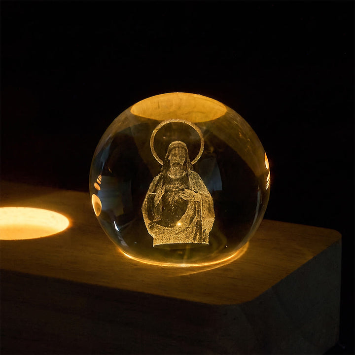 Christianartworkshop Dreidimensionale, innen eingravierte Kristallkugel mit heiligem Porträt: Symbol zeitlosen göttlichen Trostes - image 8