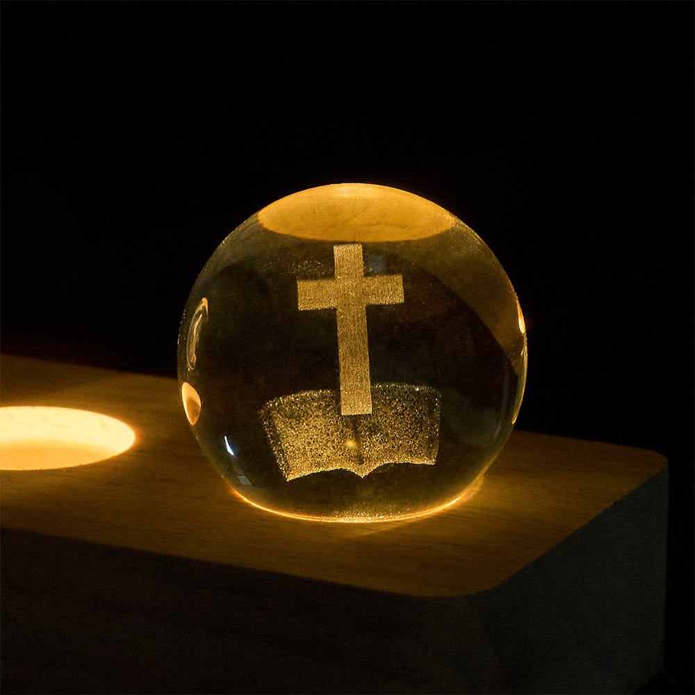 Christianartworkshop Dreidimensionale, innen eingravierte Kristallkugel mit heiligem Porträt: Symbol zeitlosen göttlichen Trostes - image 4