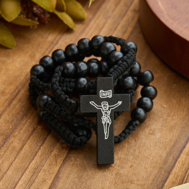 Christianartworkshop Rosenkranz mit antikem Holzkreuz und Perlen: Symbol strahlender himmlischer Gnade - image 10