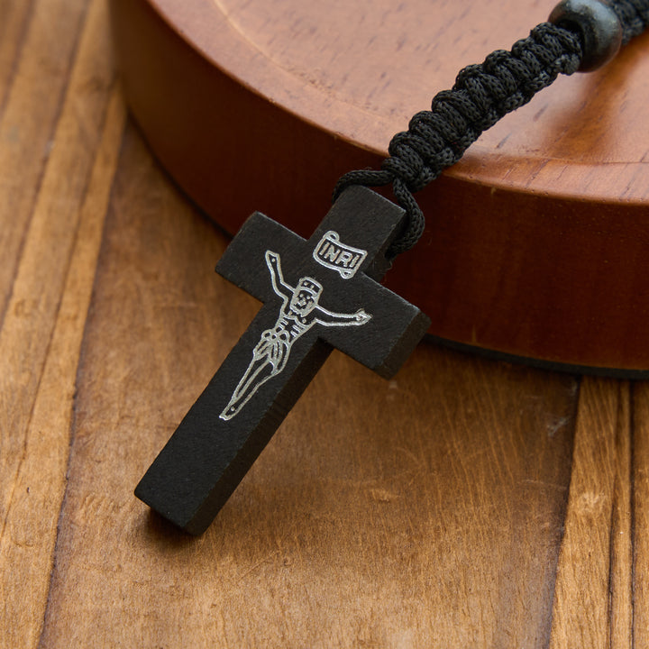 Christianartworkshop Rosenkranz mit antikem Holzkreuz und Perlen: Symbol strahlender himmlischer Gnade - image 12