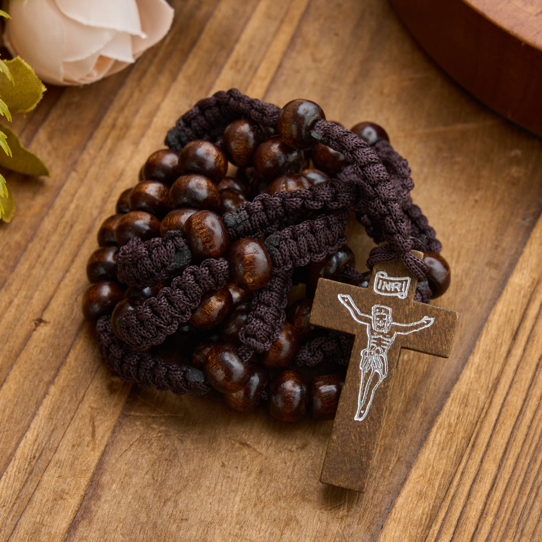 Christianartworkshop Rosenkranz mit antikem Holzkreuz und Perlen: Symbol strahlender himmlischer Gnade - image 15