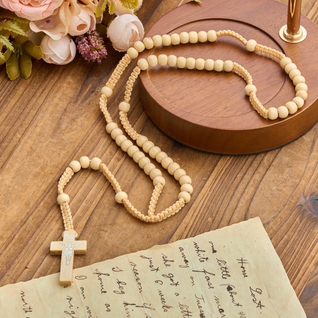 Christianartworkshop Rosenkranz mit antikem Holzkreuz und Perlen: Symbol strahlender himmlischer Gnade - image 23
