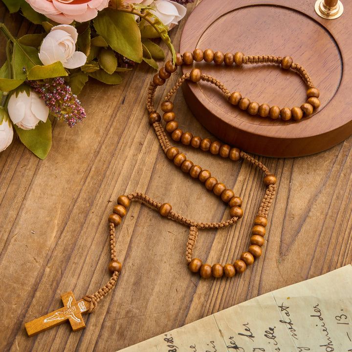 Christianartworkshop Rosenkranz mit antikem Holzkreuz und Perlen: Symbol strahlender himmlischer Gnade - image 18