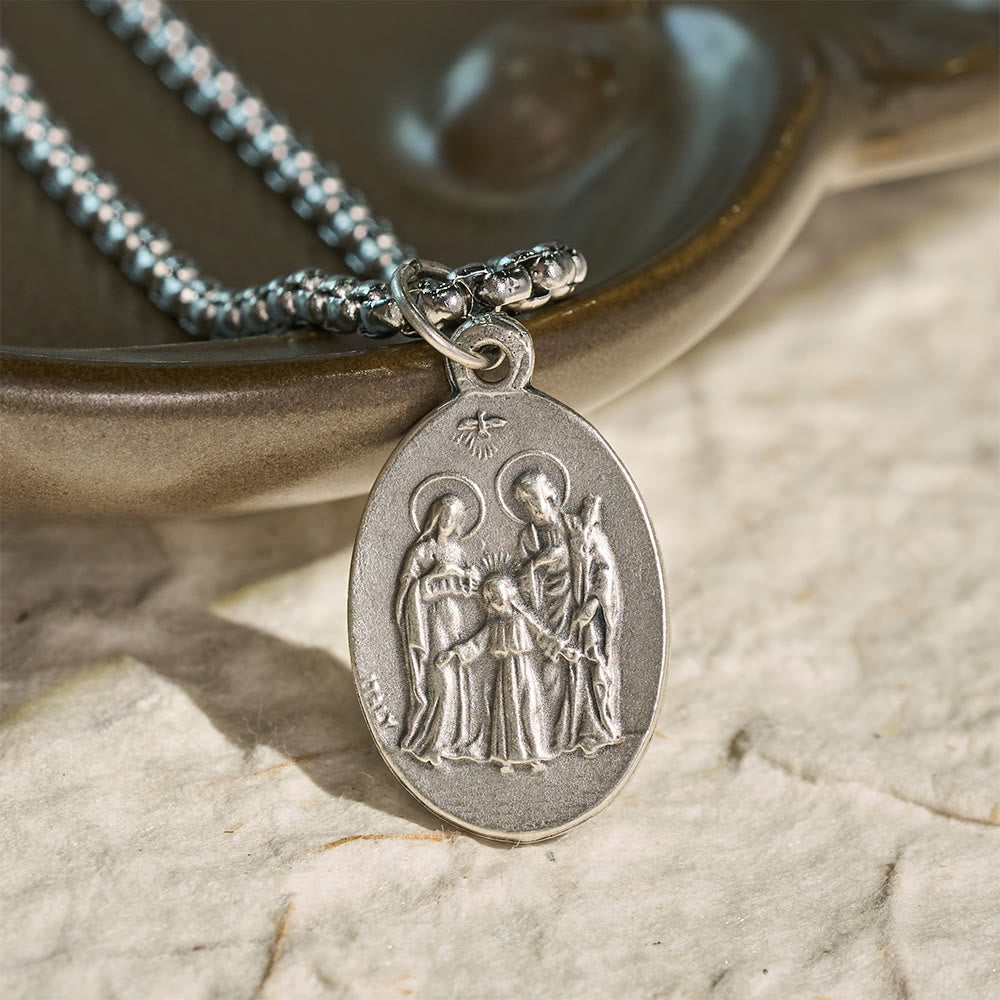 Christianartworkshop Ovale, doppelseitige Medaille mit heiligem Bildnis: Träger sanfter, heiliger Gelassenheit - Heilige Familie St. Michael - image 5