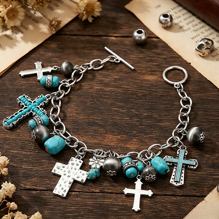 Christianartworkshop Zeitloses böhmisches Kreuzperlenarmband & Autoanhänger: Symbol des ewigen himmlischen Friedens - image 8