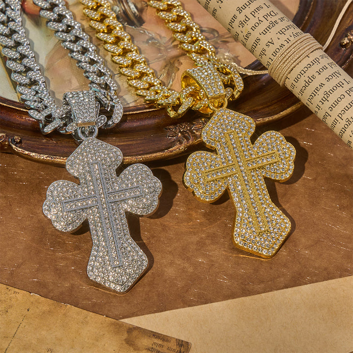 Christianartworkshop Glitzernde, blumenförmige Kreuzkette: Symbol für starken, heiligen Schutz - image 0