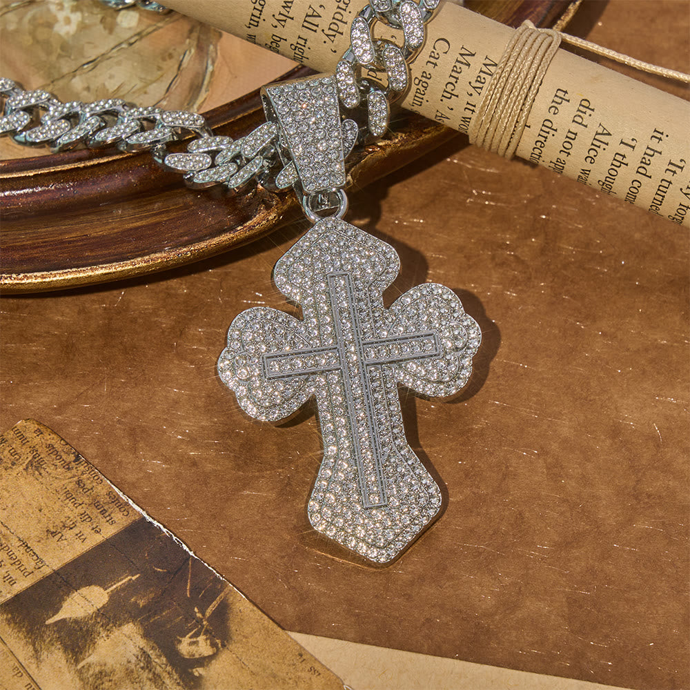 Christianartworkshop Glitzernde, blumenförmige Kreuzkette: Symbol für starken, heiligen Schutz - Silber - image 3