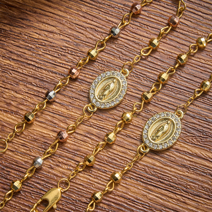 Christianartworkshop Zartes Armband mit strukturierter Perle und Kreuzmotiv Unserer Lieben Frau von Guadalupe: Trägerin unvergänglicher heiliger Gnade - image 5