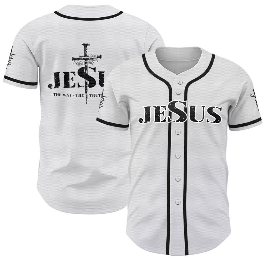 Christianartworkshop Baseballtrikot mit doppelseitigem Jesus-Kreuz-Print - Schwarz - 5XL - image 7