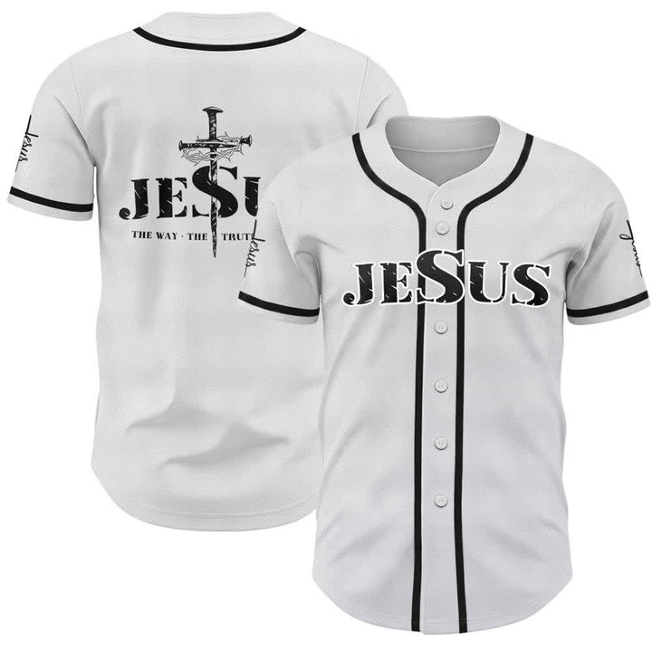 Christianartworkshop Baseballtrikot mit doppelseitigem Jesus-Kreuz-Print - Schwarz - 5XL - image 7