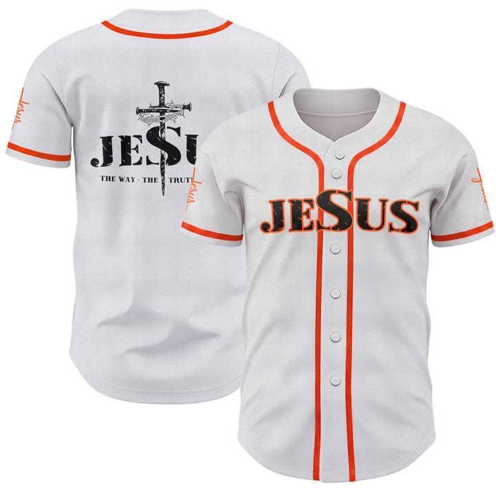 Christianartworkshop Baseballtrikot mit doppelseitigem Jesus-Kreuz-Print - Orange - 5XL - image 21