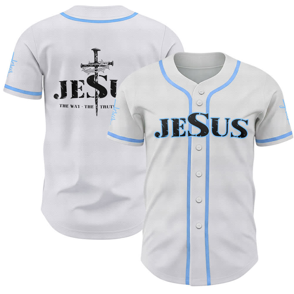 Christianartworkshop Baseballtrikot mit doppelseitigem Jesus-Kreuz-Print - Himmelblau - 5XL - image 35