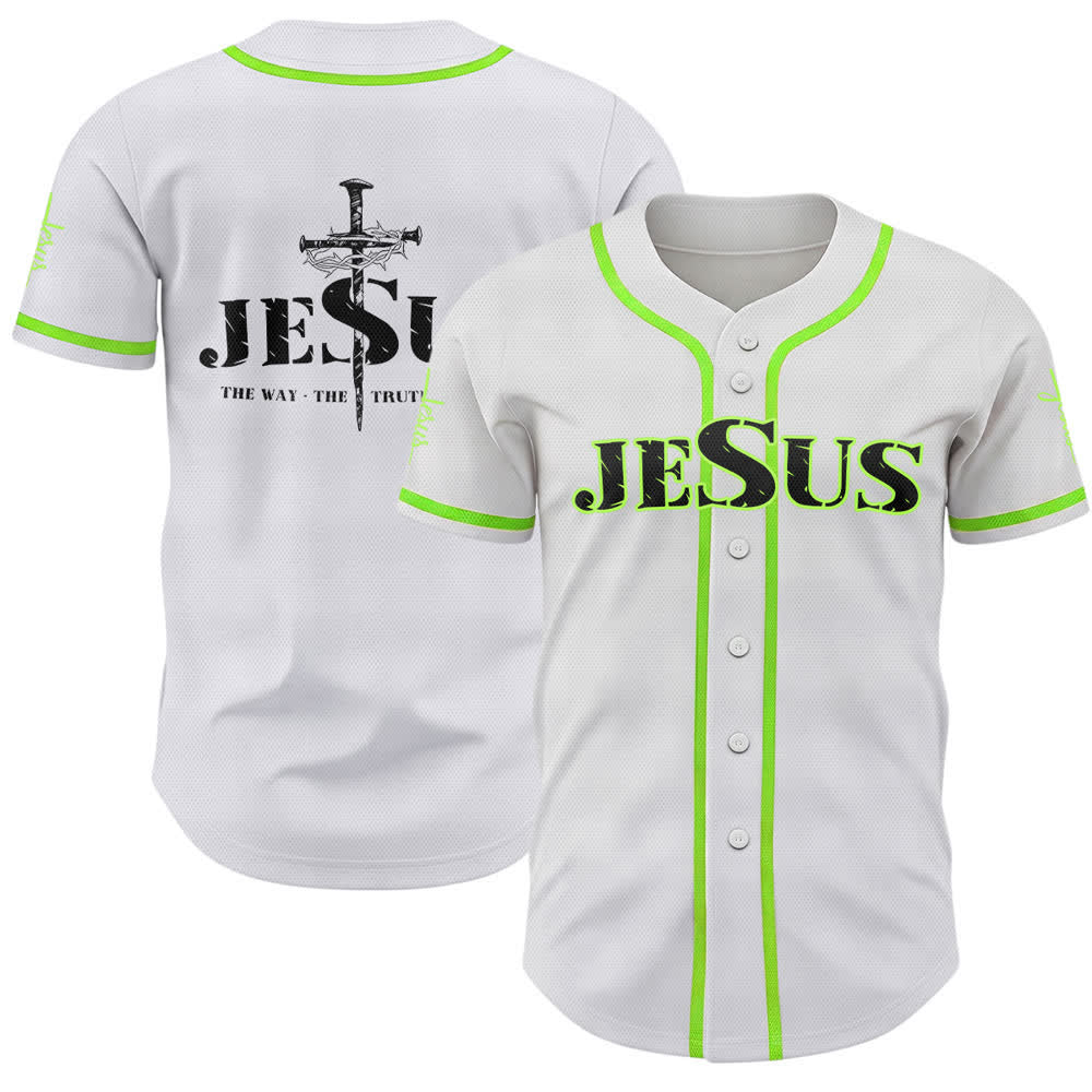 Christianartworkshop Baseballtrikot mit doppelseitigem Jesus-Kreuz-Print - Grün - 5XL - image 49