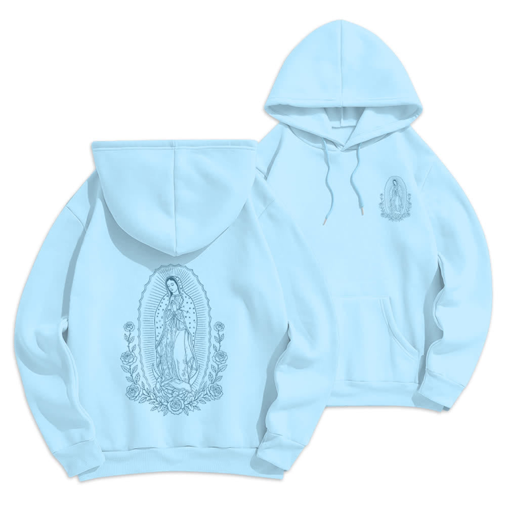 Christianartworkshop Vintage Marian Rose Line Art Fleece Pullover Hoodie - Blau - 2XL - image 0
