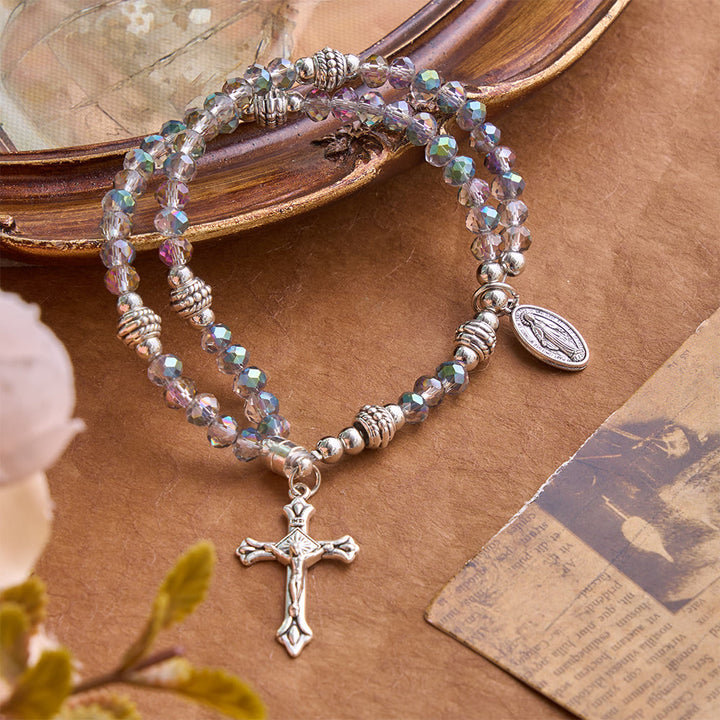 Christianartworkshop Zartes Armband mit polierten Kristallperlen und Guadalupe-Kreuz: Träger unvergänglicher heiliger Gnade - image 6