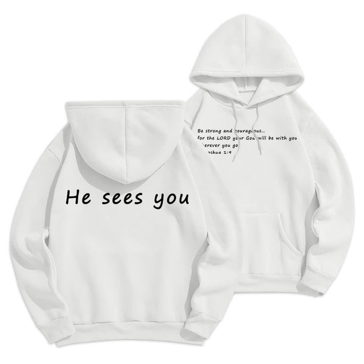 Christianartworkshop He Sees You Heather Gray Comfort Fit Pullover Hoodie - Weiß - 2XL - image 3