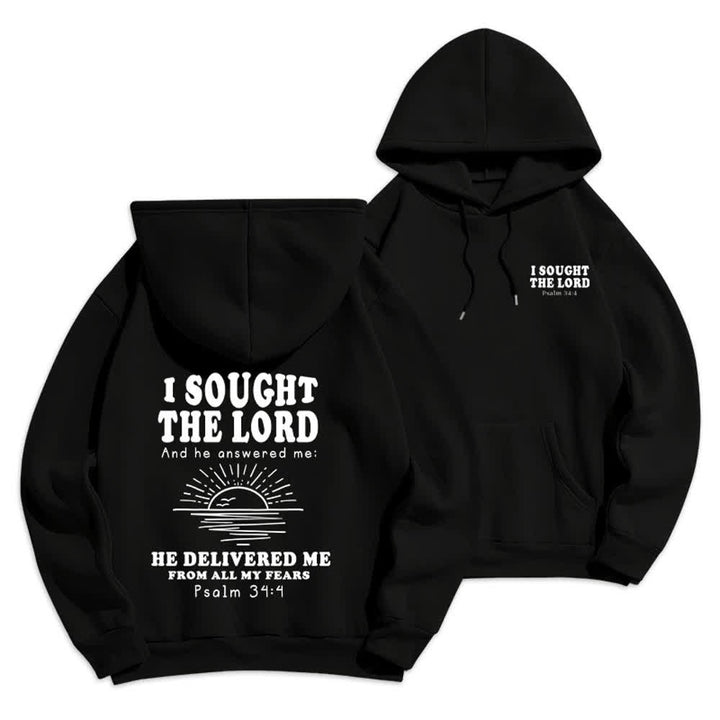Christianartworkshop Ich suchte den Herrn Psalm 34:4 Sunrise Pullover Hoodie - Schwarz - 2XL - image 3