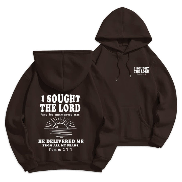 Christianartworkshop Ich suchte den Herrn Psalm 34:4 Sunrise Pullover Hoodie - Braun - 2XL - image 9