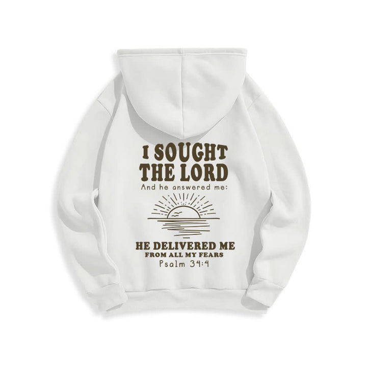 Christianartworkshop Ich suchte den Herrn Psalm 34:4 Sunrise Pullover Hoodie - image 1