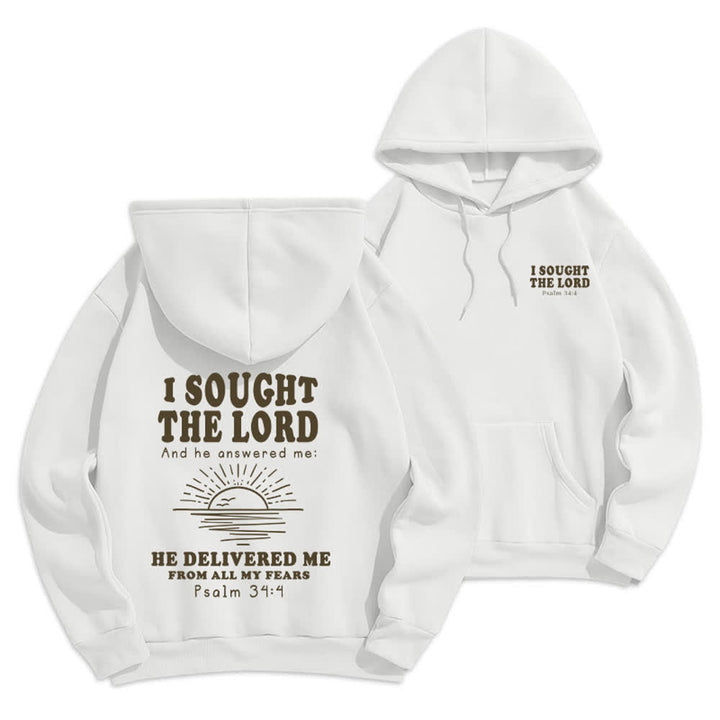 Christianartworkshop Ich suchte den Herrn Psalm 34:4 Sunrise Pullover Hoodie - Weiß - 2XL - image 0