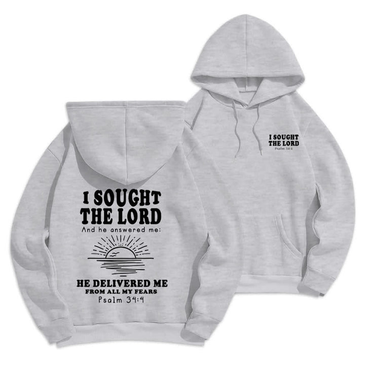 Christianartworkshop Ich suchte den Herrn Psalm 34:4 Sunrise Pullover Hoodie - Grau - 2XL - image 12