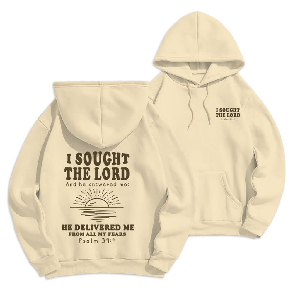 Christianartworkshop Ich suchte den Herrn Psalm 34:4 Sunrise Pullover Hoodie - Beige - 2XL - image 15