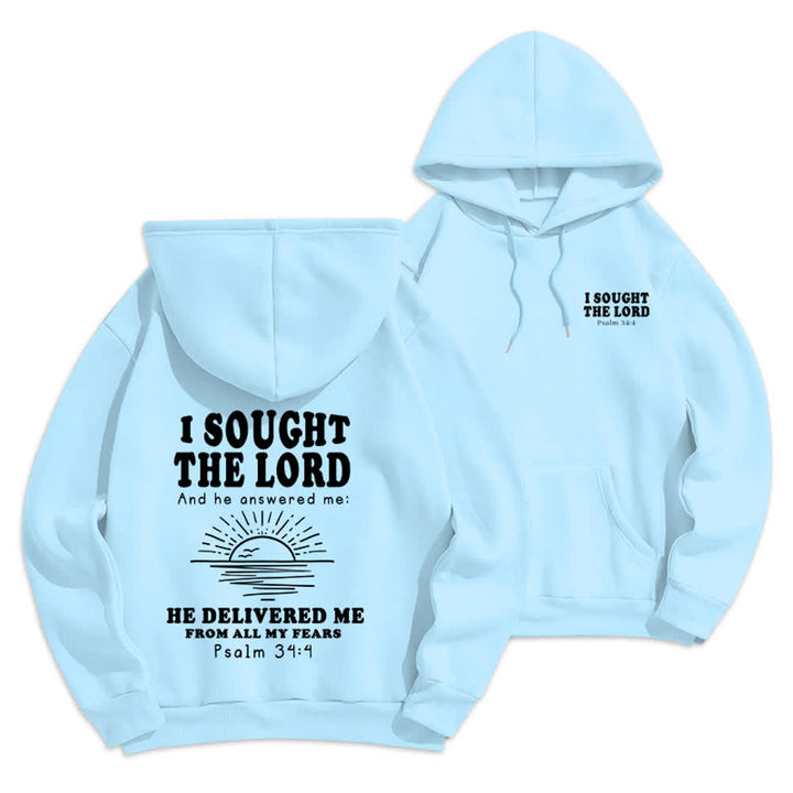 Christianartworkshop Ich suchte den Herrn Psalm 34:4 Sunrise Pullover Hoodie - Blau - 2XL - image 21