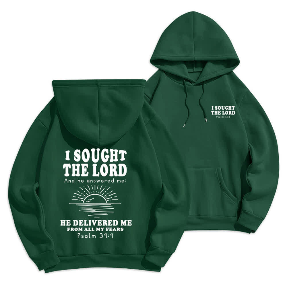Christianartworkshop Ich suchte den Herrn Psalm 34:4 Sunrise Pullover Hoodie - Grün - 2XL - image 18