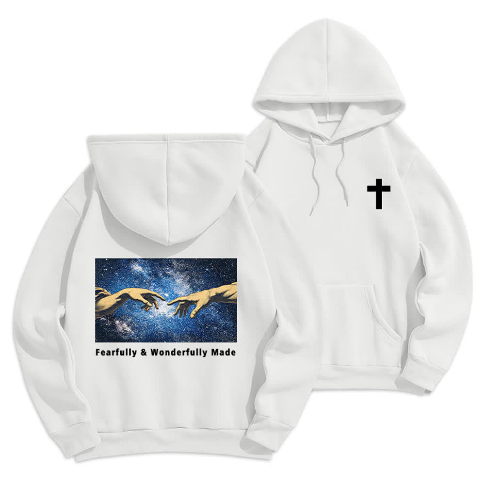 Christianartworkshop Fearfully And Wonderfully Made Hoodie mit Sternenrückenprint - Weiß - 2XL - image 3
