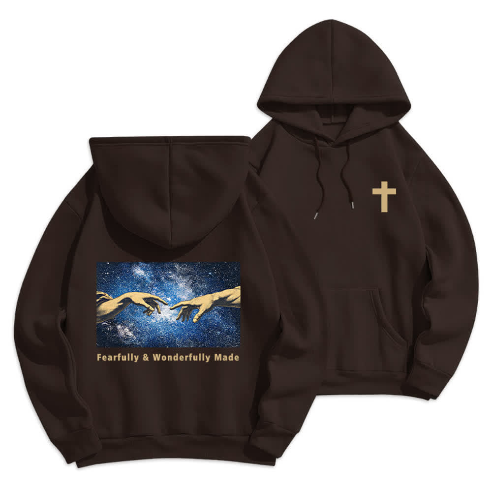 Christianartworkshop Fearfully And Wonderfully Made Hoodie mit Sternenrückenprint - Braun - 2XL - image 9