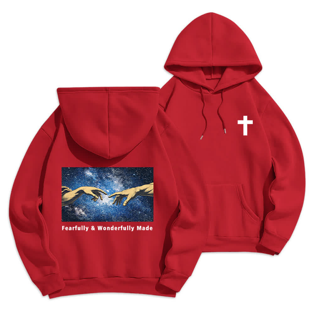 Christianartworkshop Fearfully And Wonderfully Made Hoodie mit Sternenrückenprint - Rot - 2XL - image 12