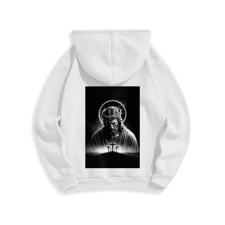 Christianartworkshop Fleecegefütterter Hoodie mit Dornenkronen-Rückenprint - image 4