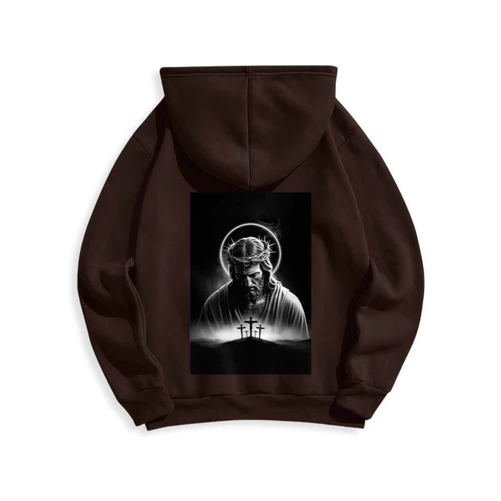 Christianartworkshop Fleecegefütterter Hoodie mit Dornenkronen-Rückenprint - image 13