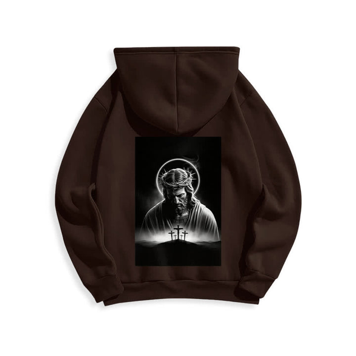 Christianartworkshop Fleecegefütterter Hoodie mit Dornenkronen-Rückenprint - image 13