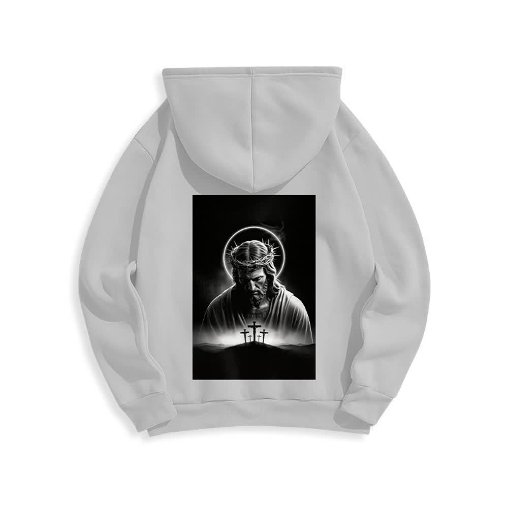 Christianartworkshop Fleecegefütterter Hoodie mit Dornenkronen-Rückenprint - image 7