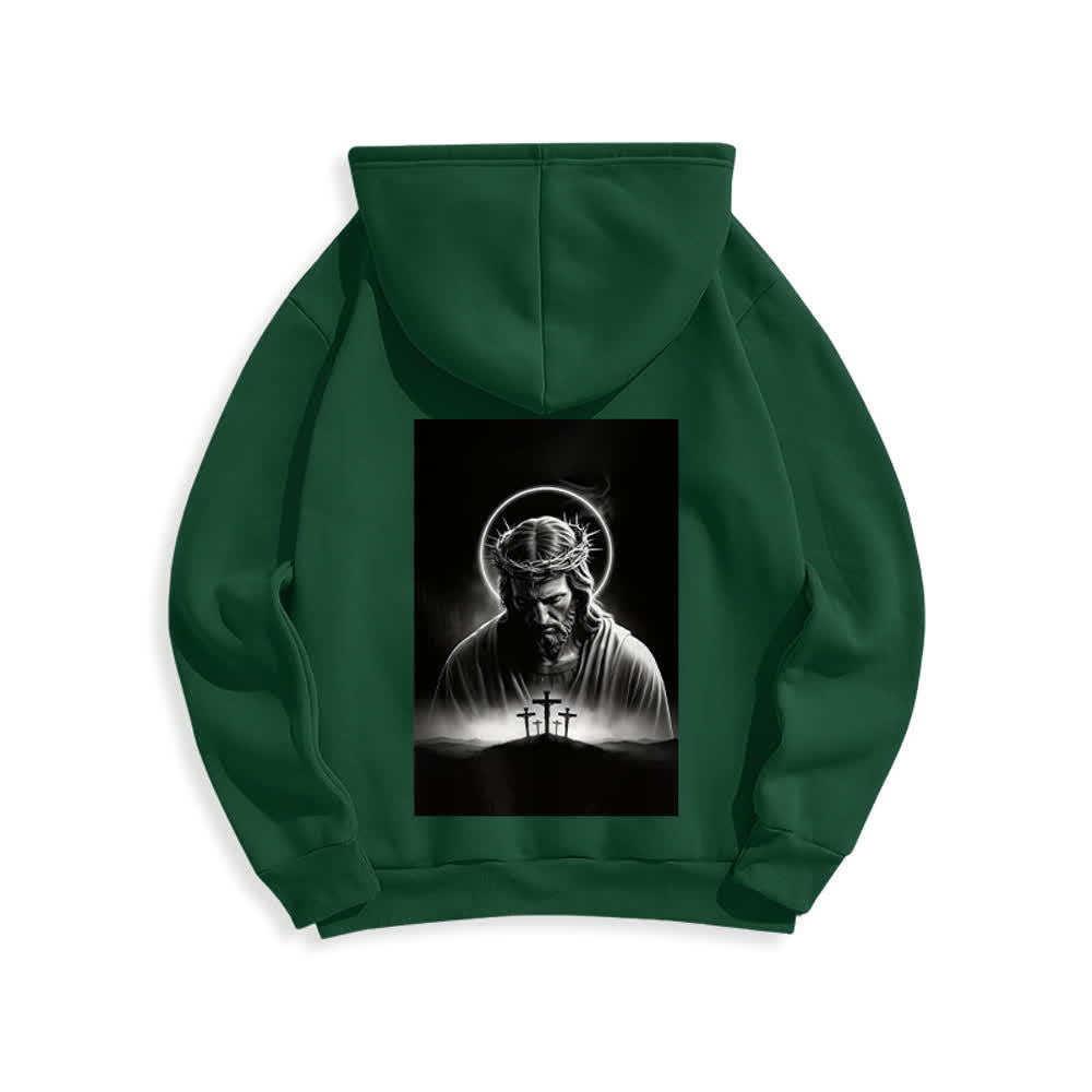 Christianartworkshop Fleecegefütterter Hoodie mit Dornenkronen-Rückenprint - image 19