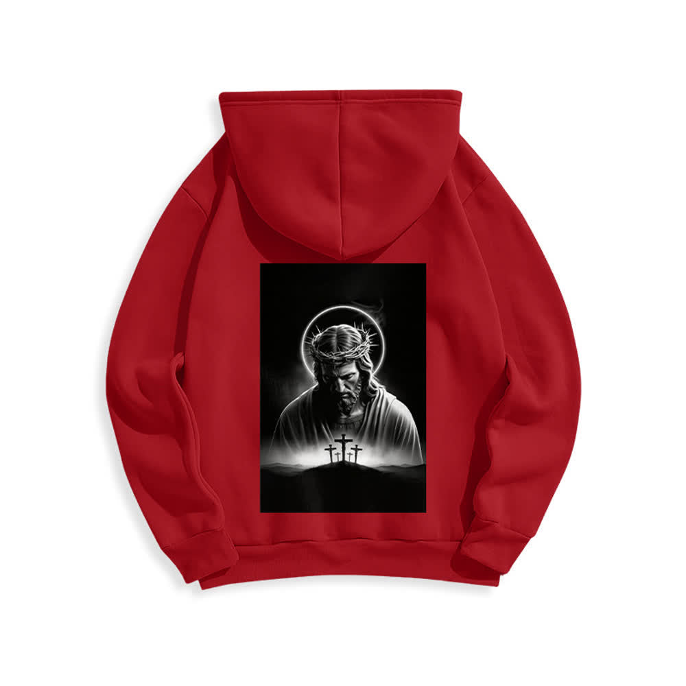 Christianartworkshop Fleecegefütterter Hoodie mit Dornenkronen-Rückenprint - image 10