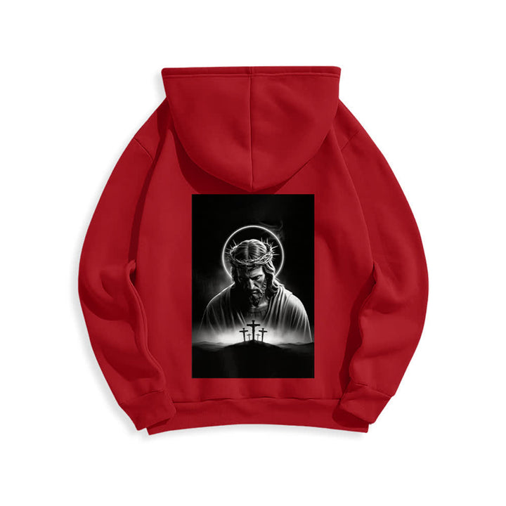 Christianartworkshop Fleecegefütterter Hoodie mit Dornenkronen-Rückenprint - image 10