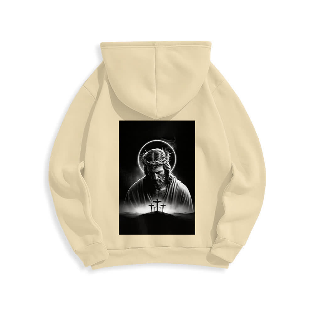 Christianartworkshop Fleecegefütterter Hoodie mit Dornenkronen-Rückenprint - image 22